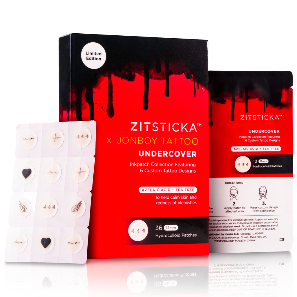 ZitSticka Pimple Patches for Face and Body Hydrocolloid Patches to Cover Zits & Blemishes Zit Spot Stickers Body Blemish Patch (Jonboy InkPatch Collection Cute Pimple Patches 36 Pack)
